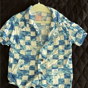 Cat & Jack Blue and White Checkerboard Shark Shirt 18m